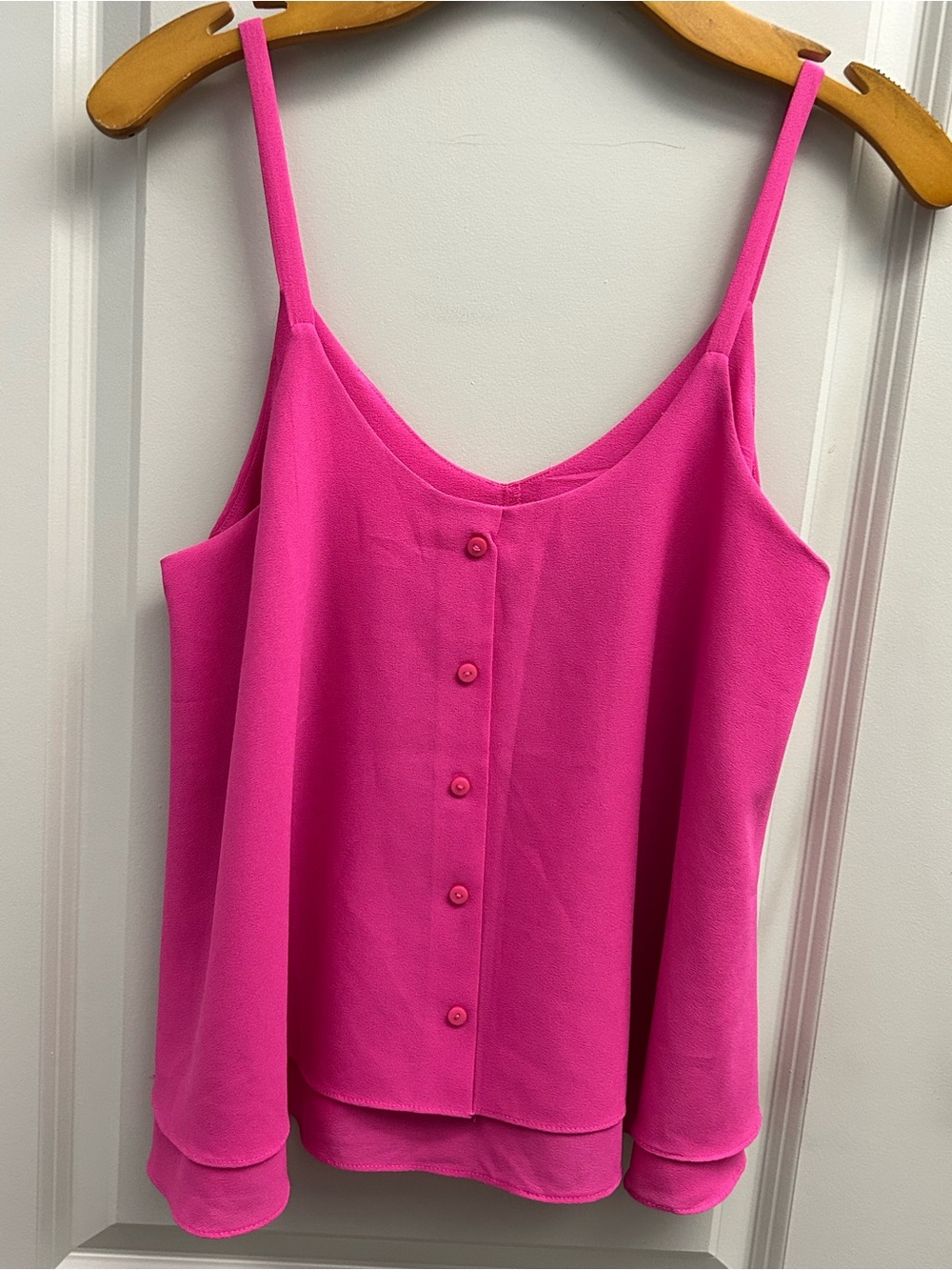 Paper Crane Hot Pink Spaghetti Strap Button-Front Camisole